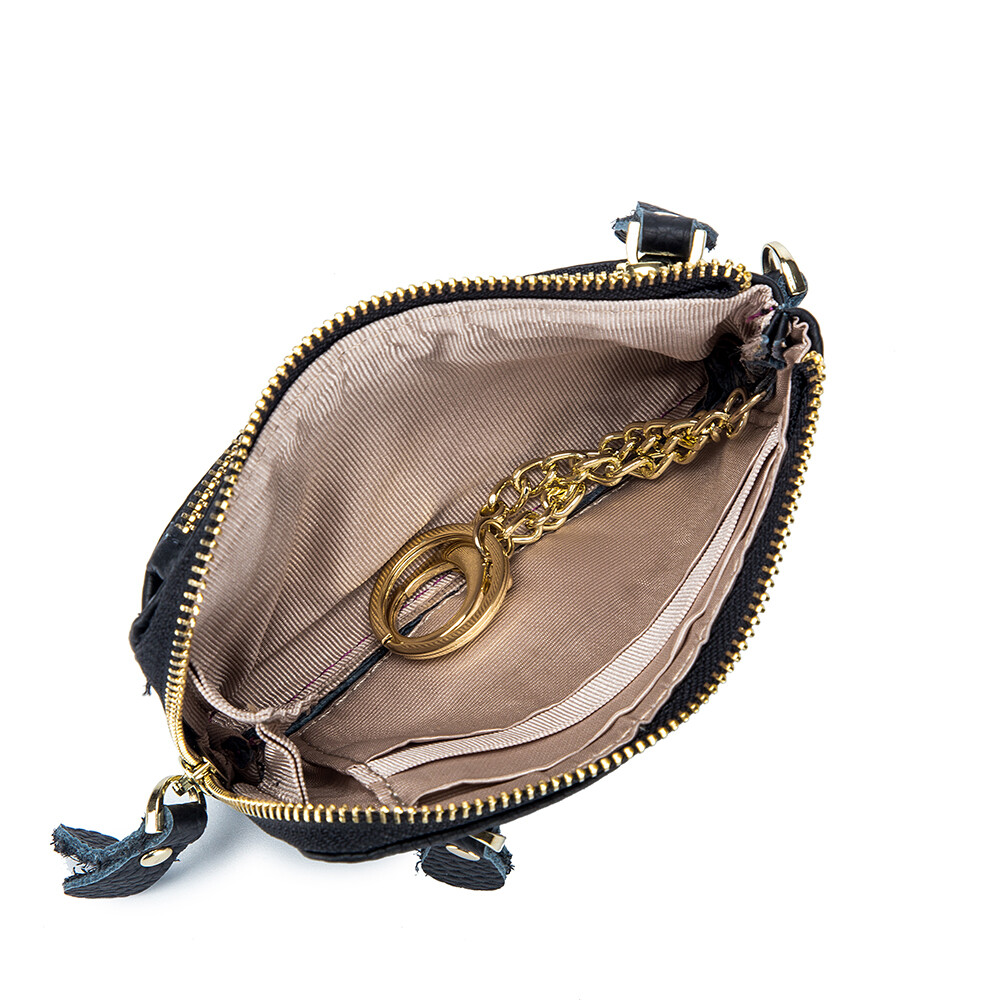 Soft Real Leather Coin Purse for Women Wristlet Mini Pouch Wallet with Keychain