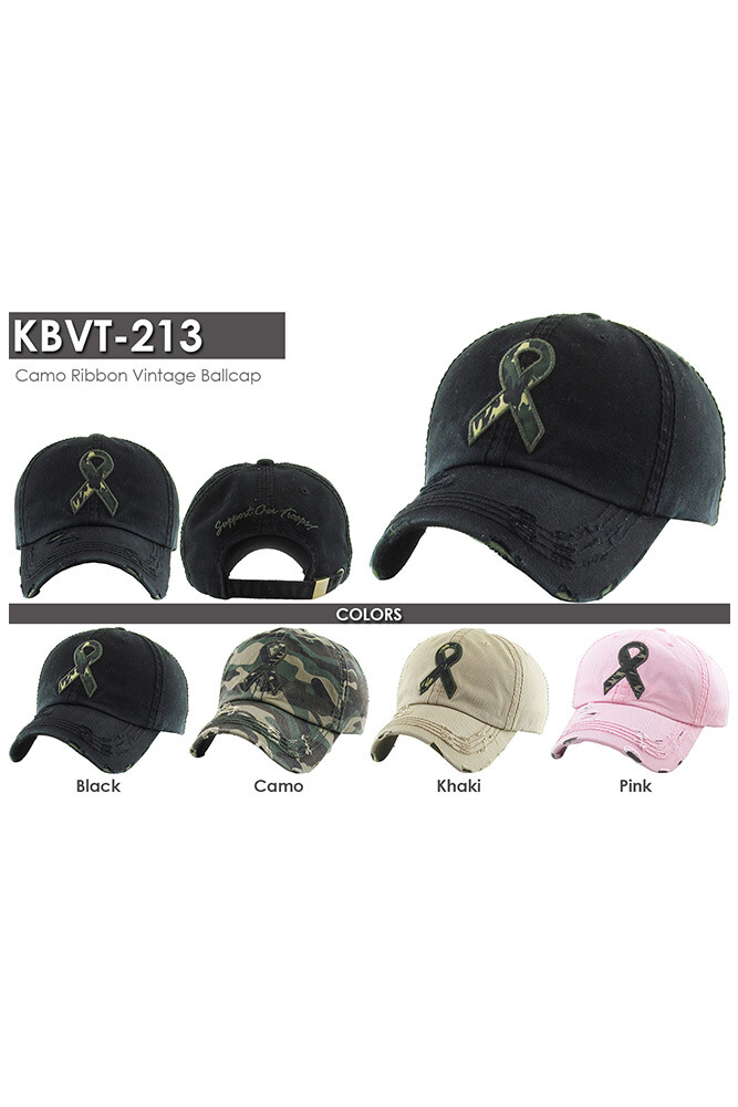 KBETHOS Women Camouflage Ribbon Adjustable Embroidered Baseball Cap Hat