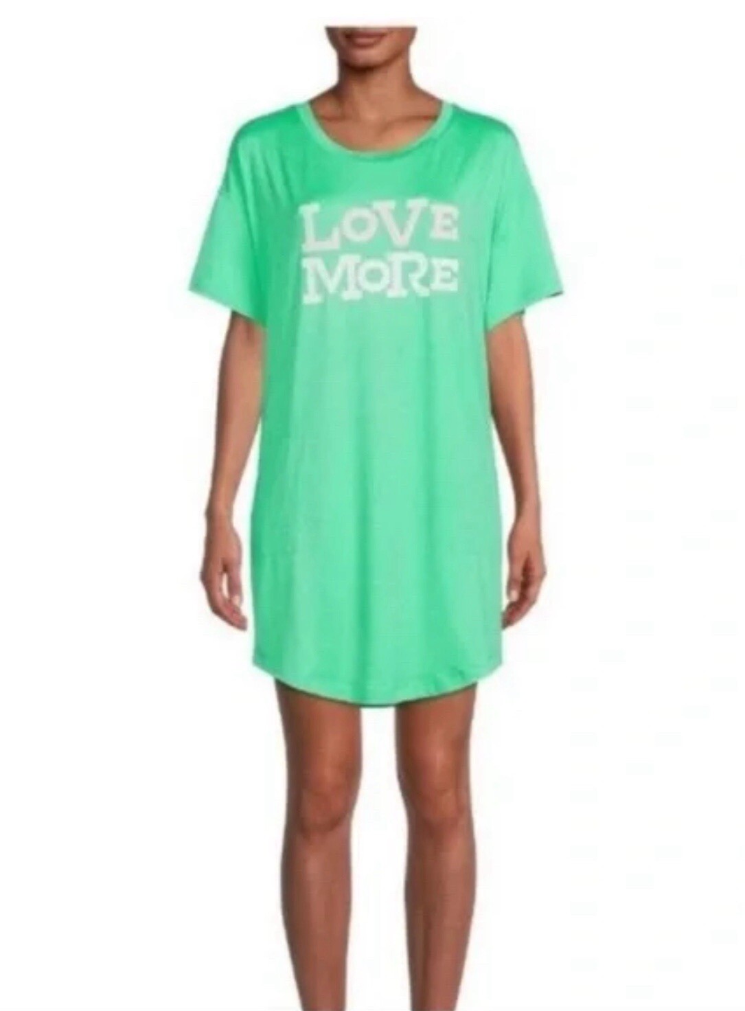 SECRET TREASURES Women’s L-XL LOVE MORE Sleepshirt Short Sleeve Sleepwear Green