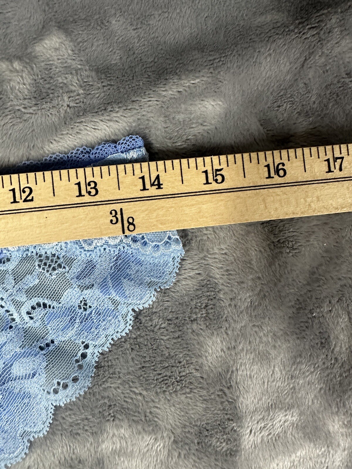 Adore Me Blue Sheer Matte Satin and Floral Lace Cheeky Panty Size S