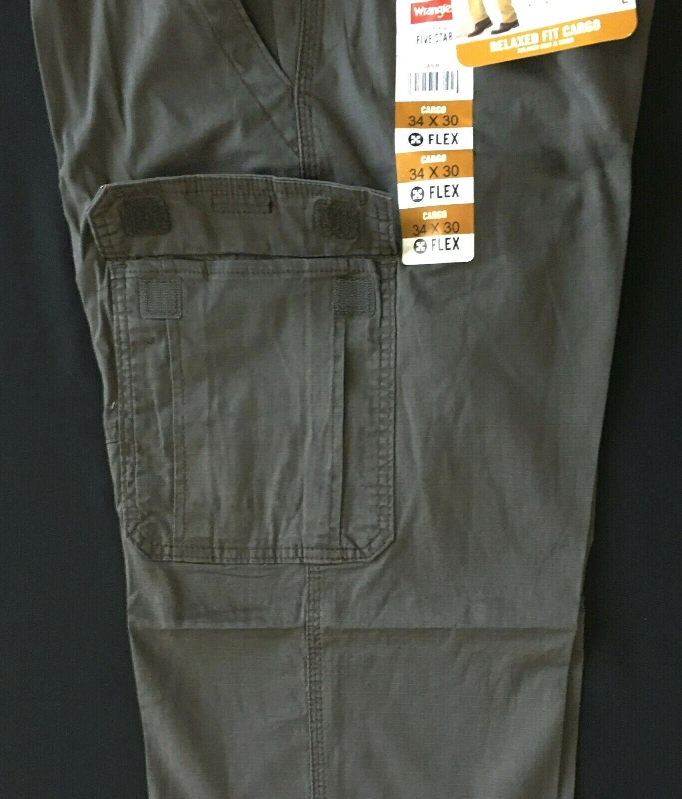 Men’s Wrangler Cargo Pants w/ Stretch Relaxed Fit Olive Drab Green CHOOSE SIZE