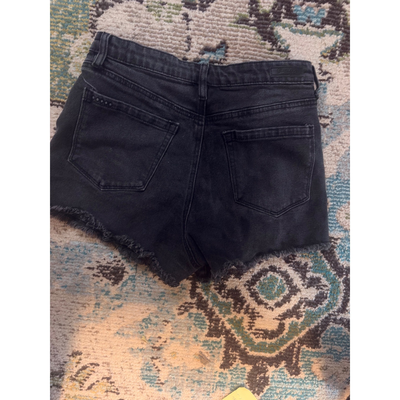 BlankNYC Black Denim High Rise Button Fly Cut Off Shorts Size 28
