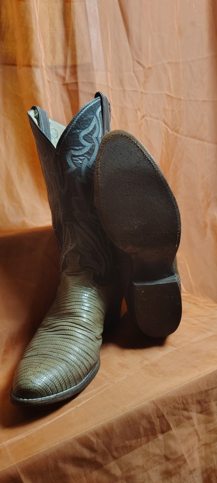 Justin Vintage Style# 8327 Leather Lizard Skin Gray Western Cowboy Boots 10 D