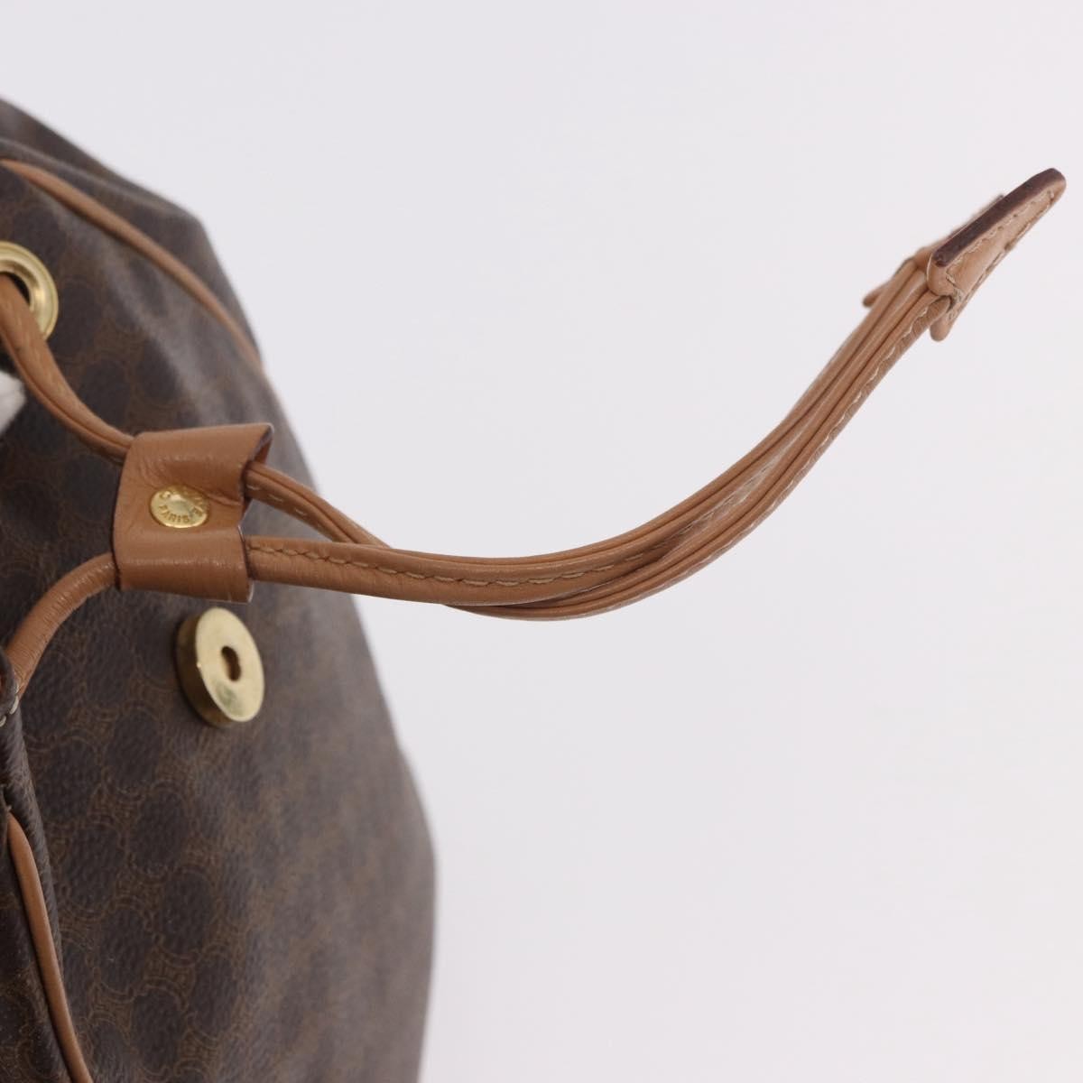 CELINE Macadam Canvas Backpack PVC Leather Brown Gold Auth 186101A