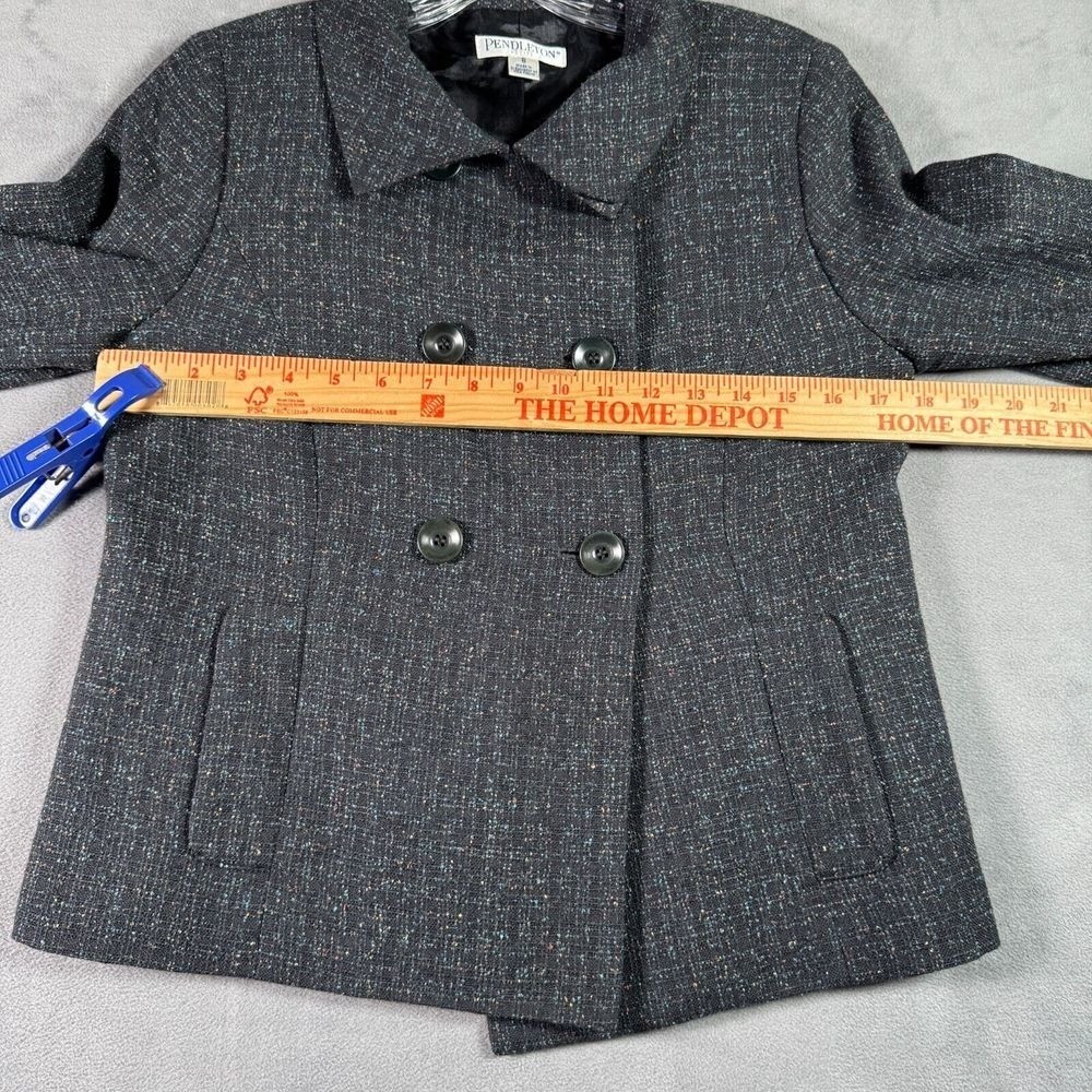 Pendleton Blazer Womens 6 Black Virgin Wool Tweed Double Breasted Jacket Preppy