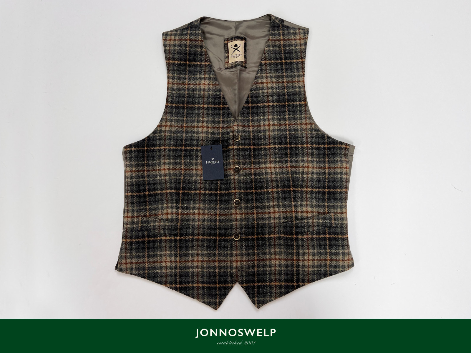 Hackett Multi-Checked Tweed 100% Wool Waistcoat BNWT RRP £250 – Size 40″
