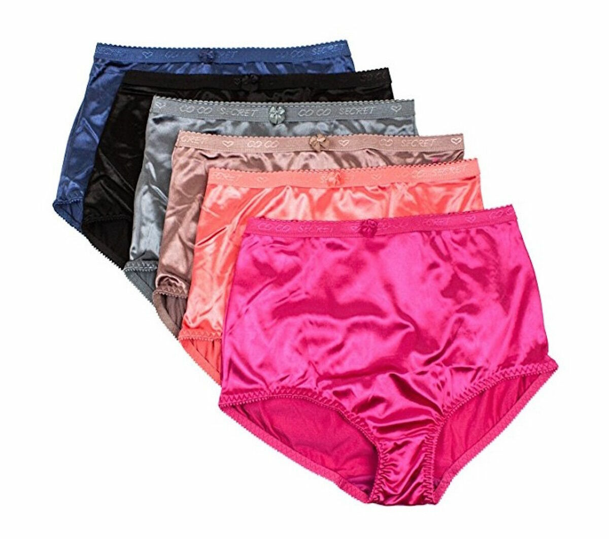 Lot 6 PRETTY SATIN Briefs Style PANTIES Women Underwear #38301X S M L XL 2X