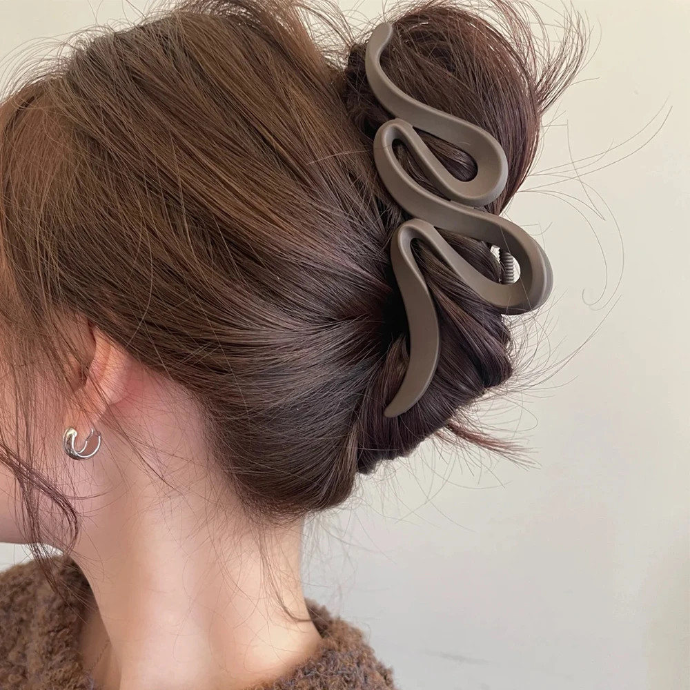 13cm Acrylic Hair Claw Clips Matte Wave Design Women Girls Hair Accessories Set