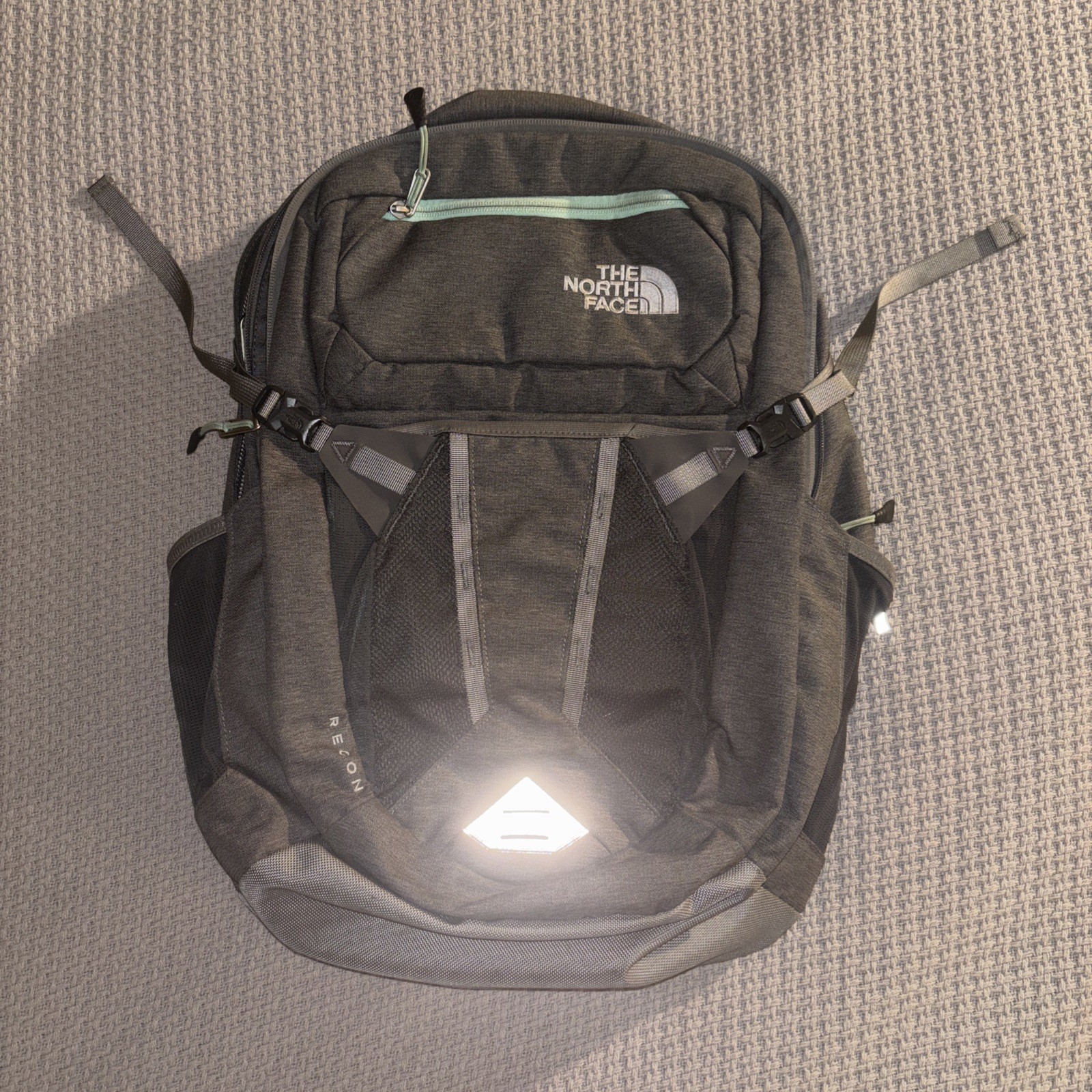 The North Face Recon Backpack grey/Teal School Travel Hiking Laptop GREAT SHAPE!