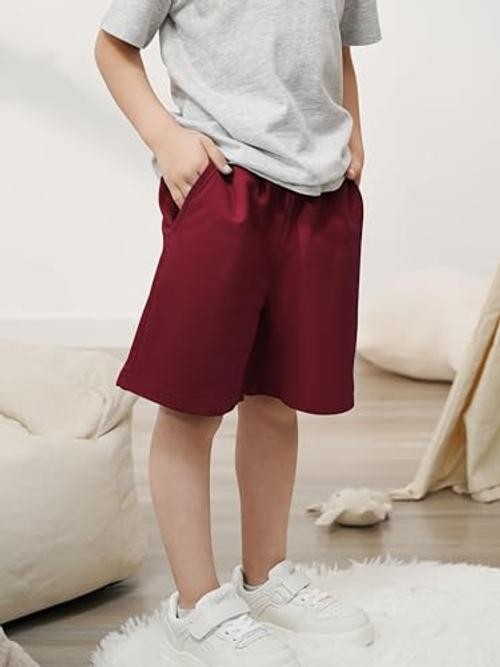 4 Pack Toddler Boy Shorts Boys Cotton 5T Black, Navy, Burgundy, Dark Gray