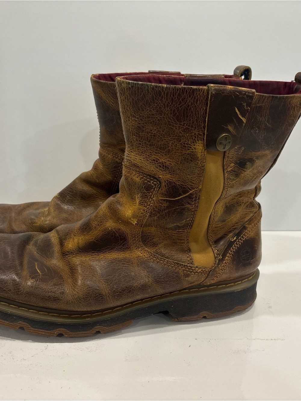 Vintage Dr. Martens Slip On Brown Leather Boots Mens 12 Made In England