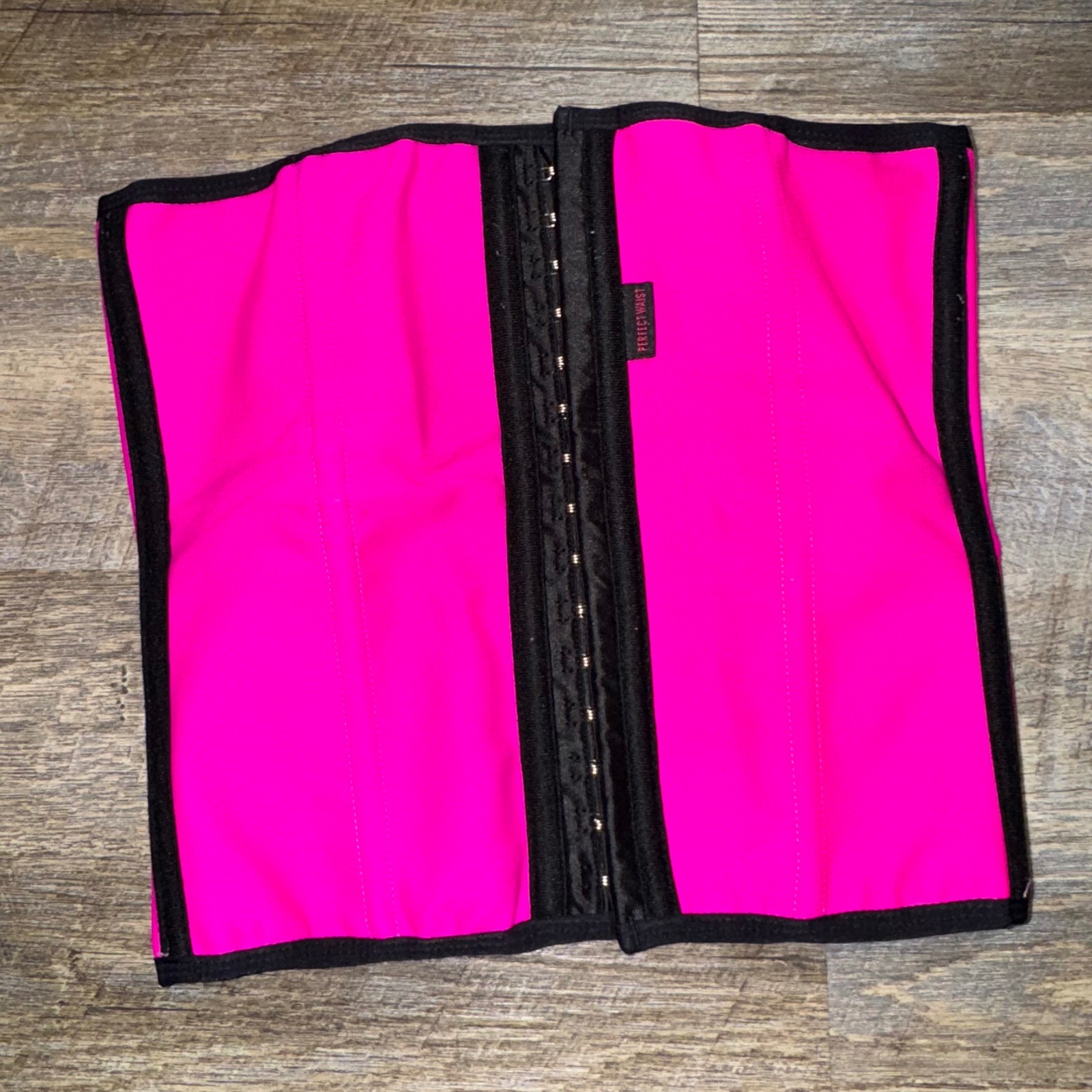 Perfect Waist Cincher Trainer Hot Pink Latex Hook Eye Corset S024-XS XS