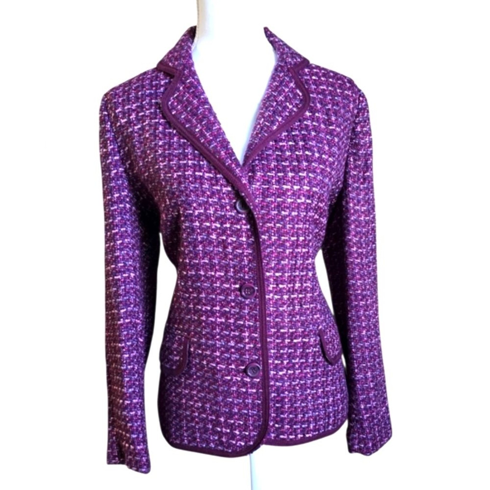 Notations Purple Blazer Tweed Suit Jacket