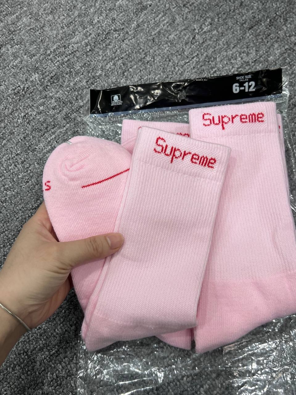 Supreme Hanes Pink Crew Socks 4 Pack Size 6-12 Unisex Streetwear