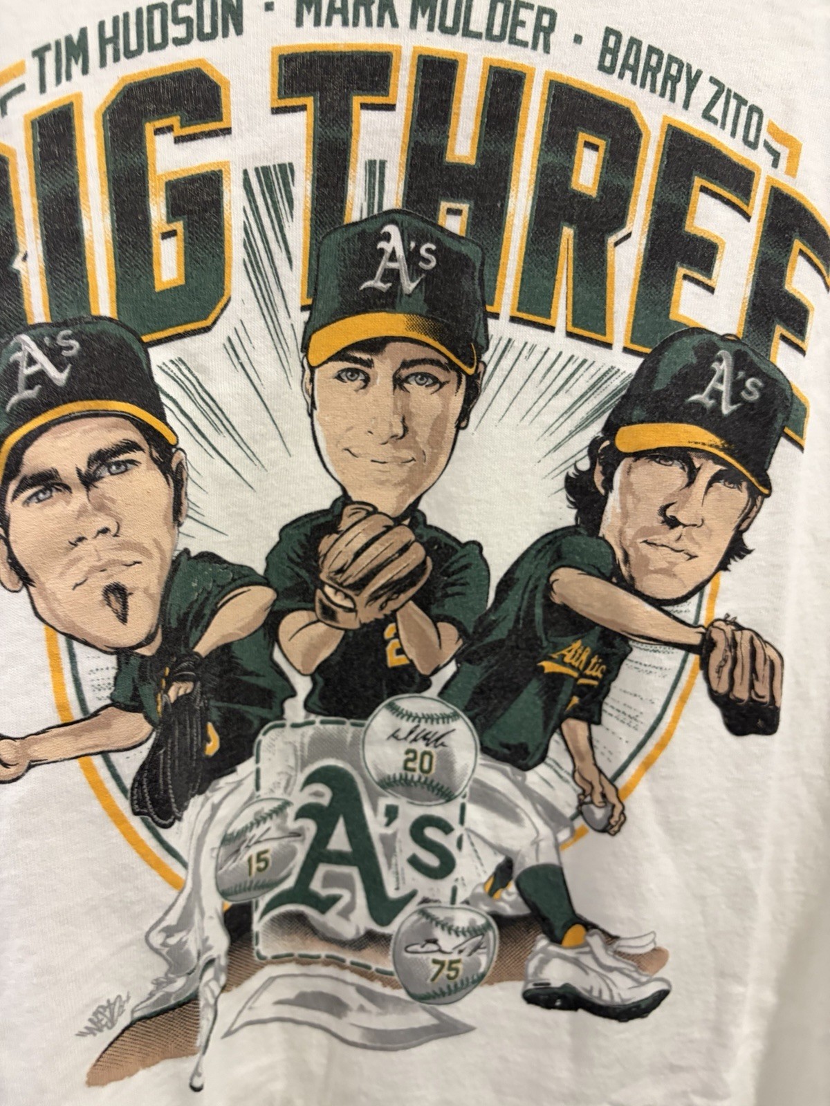 Vintage Oakland Athletics MLB Money Ball Baseball Team Big 3 Zito + Shirt Medium