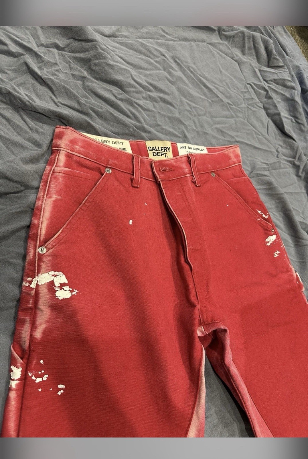 Gallery Dept. Men’s Carpenter Flare Red Acid Wash Paint Splatter Jeans 31