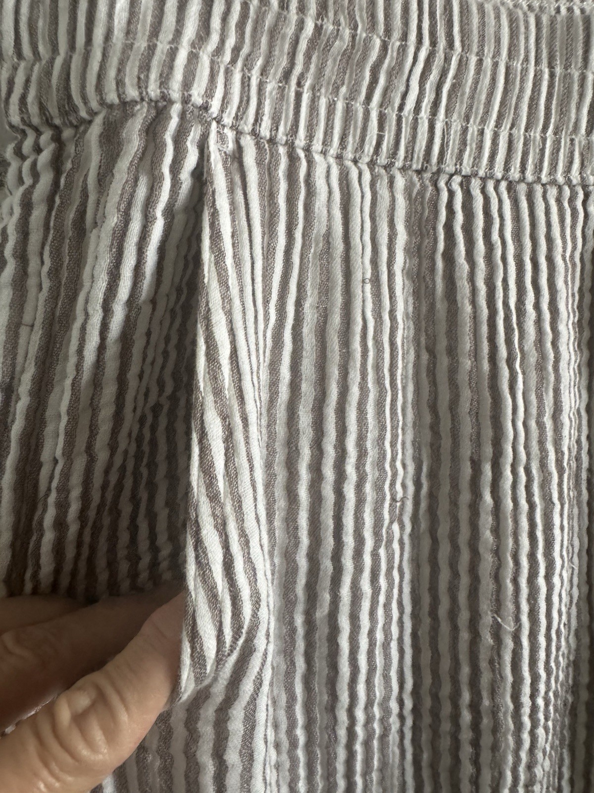 Lou & Grey Med Striped Triple Cloth Shirt & Wide Leg Pant 100% Cotton Lounge Set