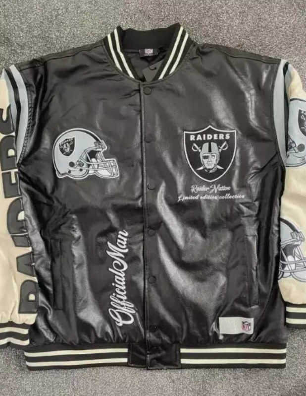 NFL Las Vegas Raider Bomber Varsity Jacket Men Letterman Satin Limited Edition