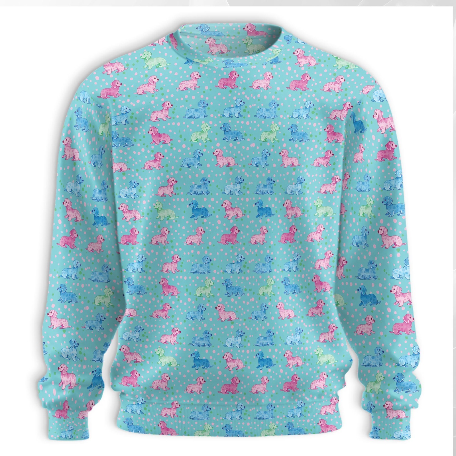 Dachshund All Over Print Sweatshirt Unisex Crewneck Dog Lovers Casual Gift