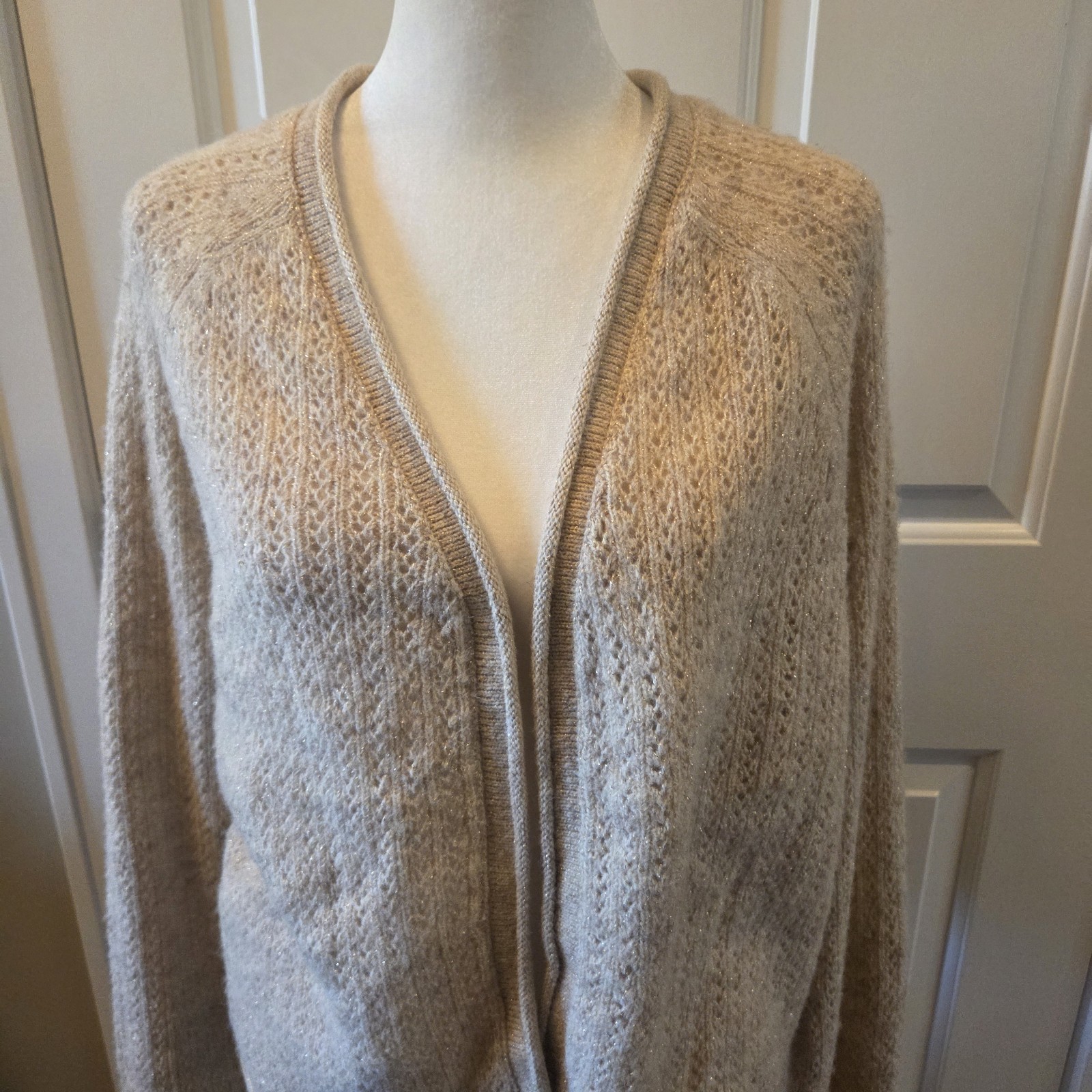 Croft And Barrow Cropped Cardigan With Sparkle Womens L All Seasons NWOT