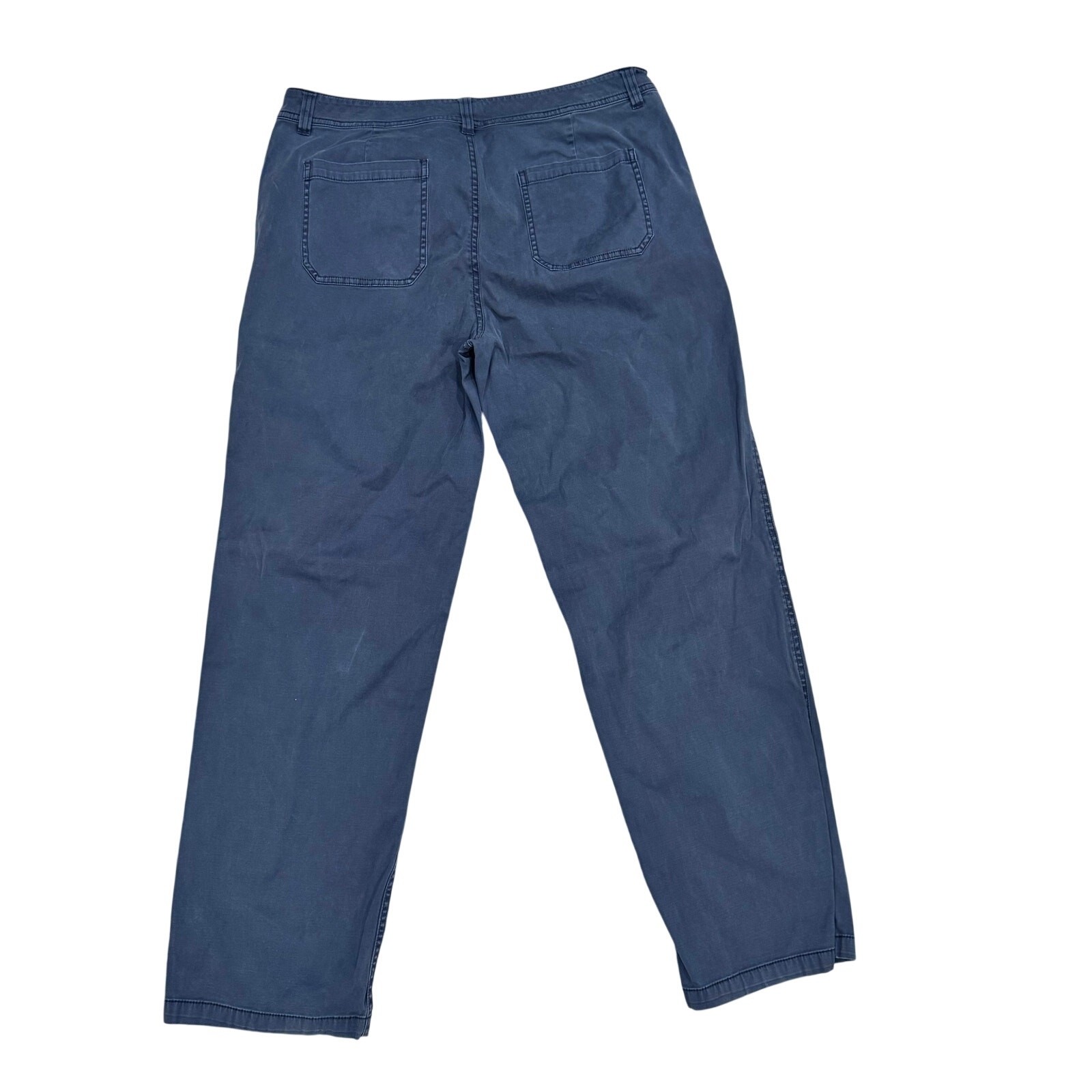Pendleton Utility Chino Pants Women 12 Blue Twill Straight Crop 27.5in Stretch