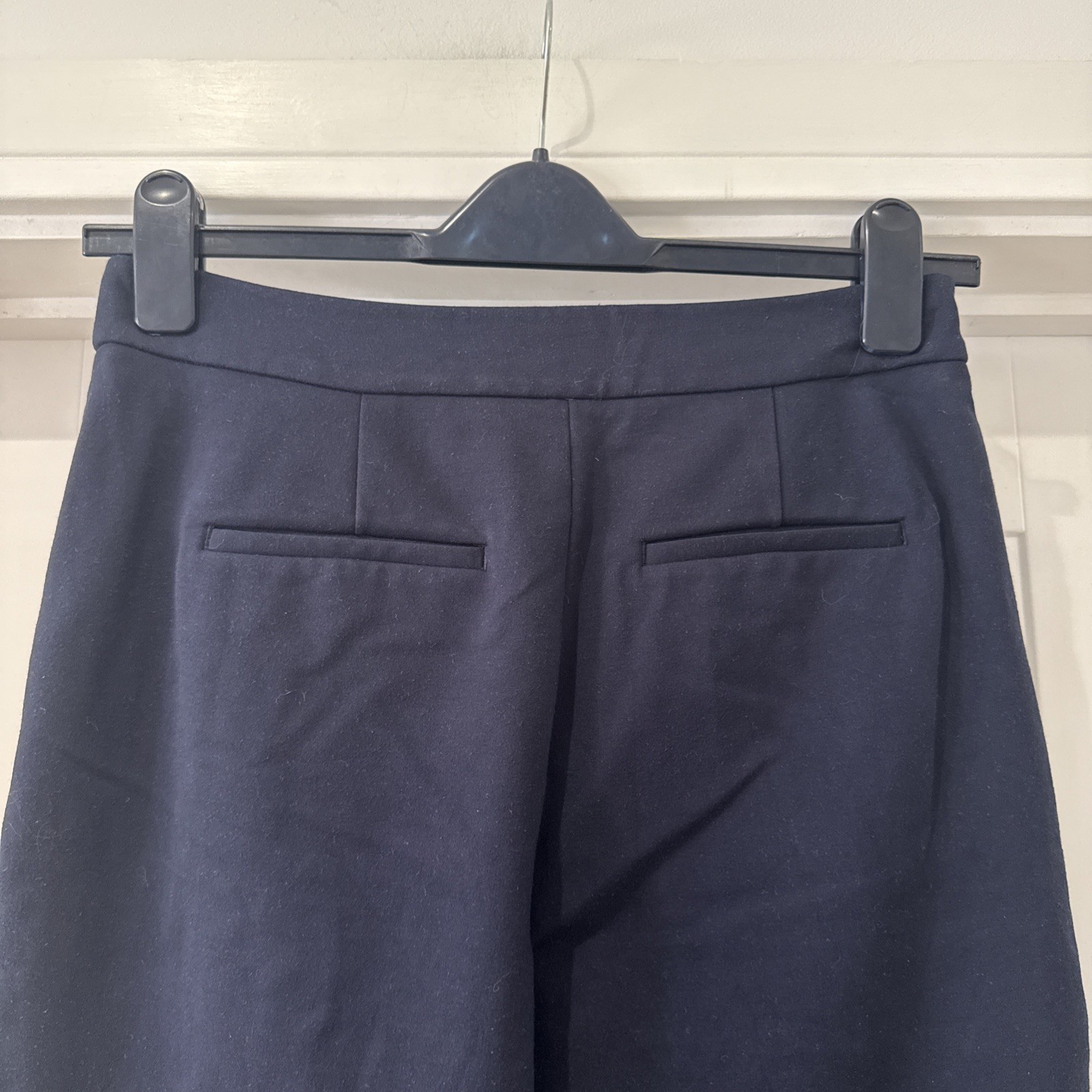 Boden Trousers Straight Wide Leg Navy Size 12P Uk Red & Green Stripe