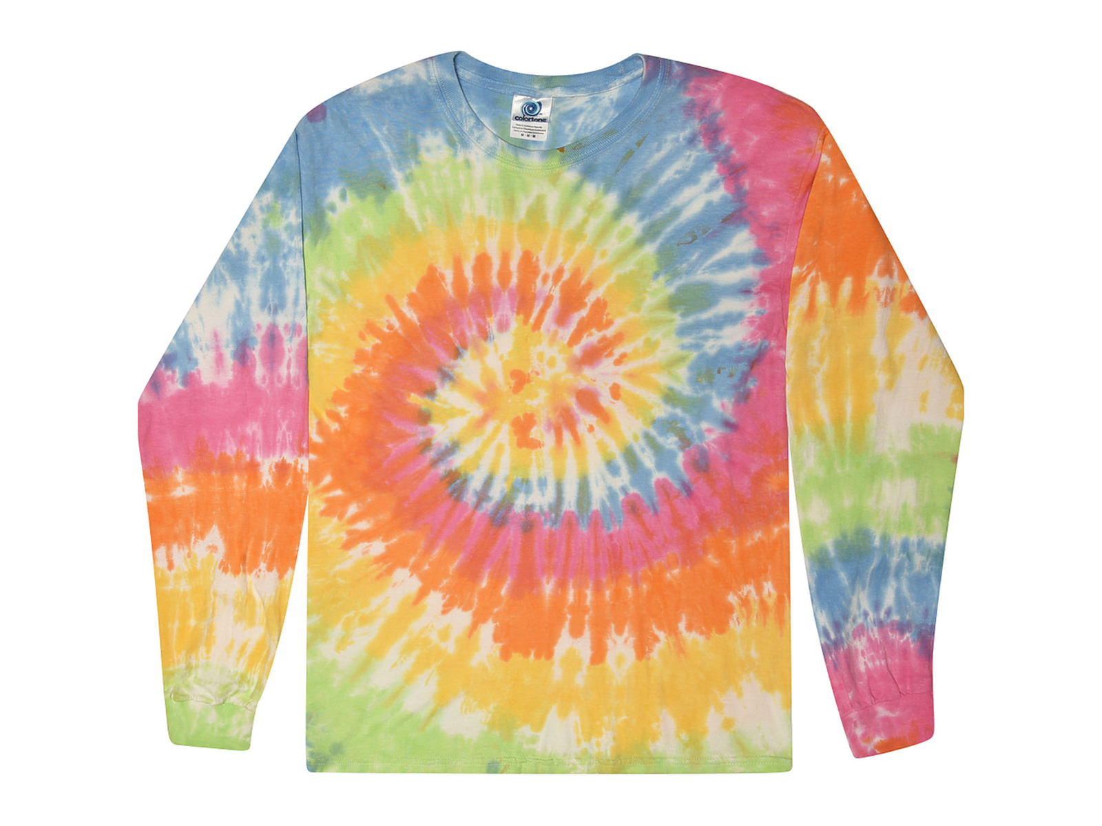 Tie Dye Long Sleeve Shirts Psychedelic Kids & Adult 100% Cotton Colortone