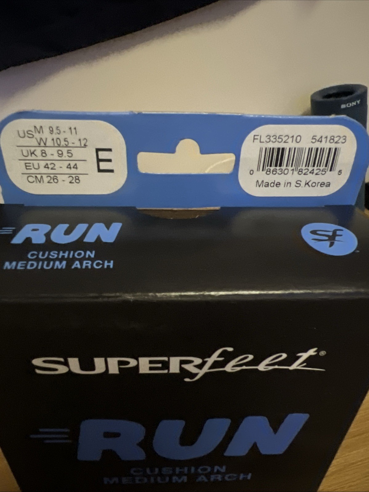 SUPERFEET Run Cushion Medium Arch Support Insoles-Mens 9.5-11, W 10.5-12 (Sz E)