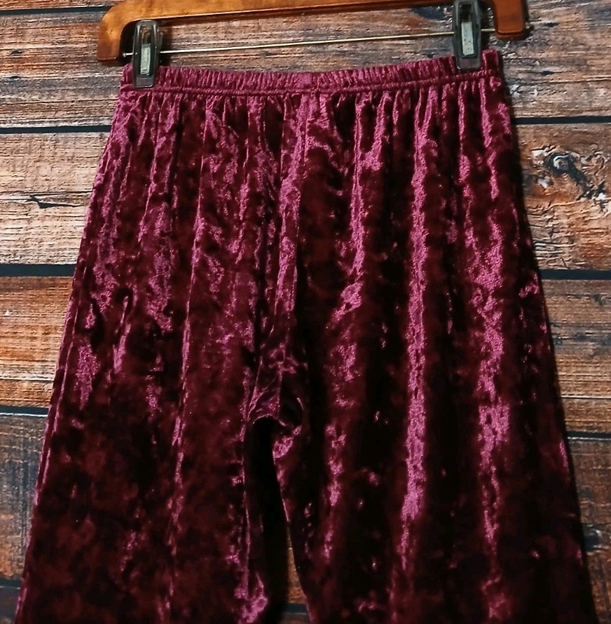 Altar’d State Pants M Bell Bottom Leggings Flared Burgundy Wine Crushed Velvet