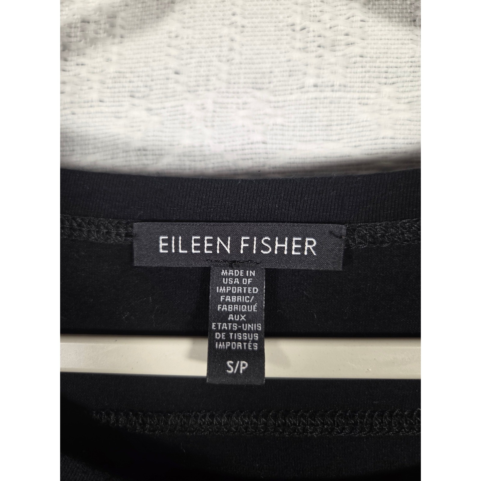 Eileen Fisher Black Viscose Lycra Long Sleeve Drop Shoulder Top SP Minimalist