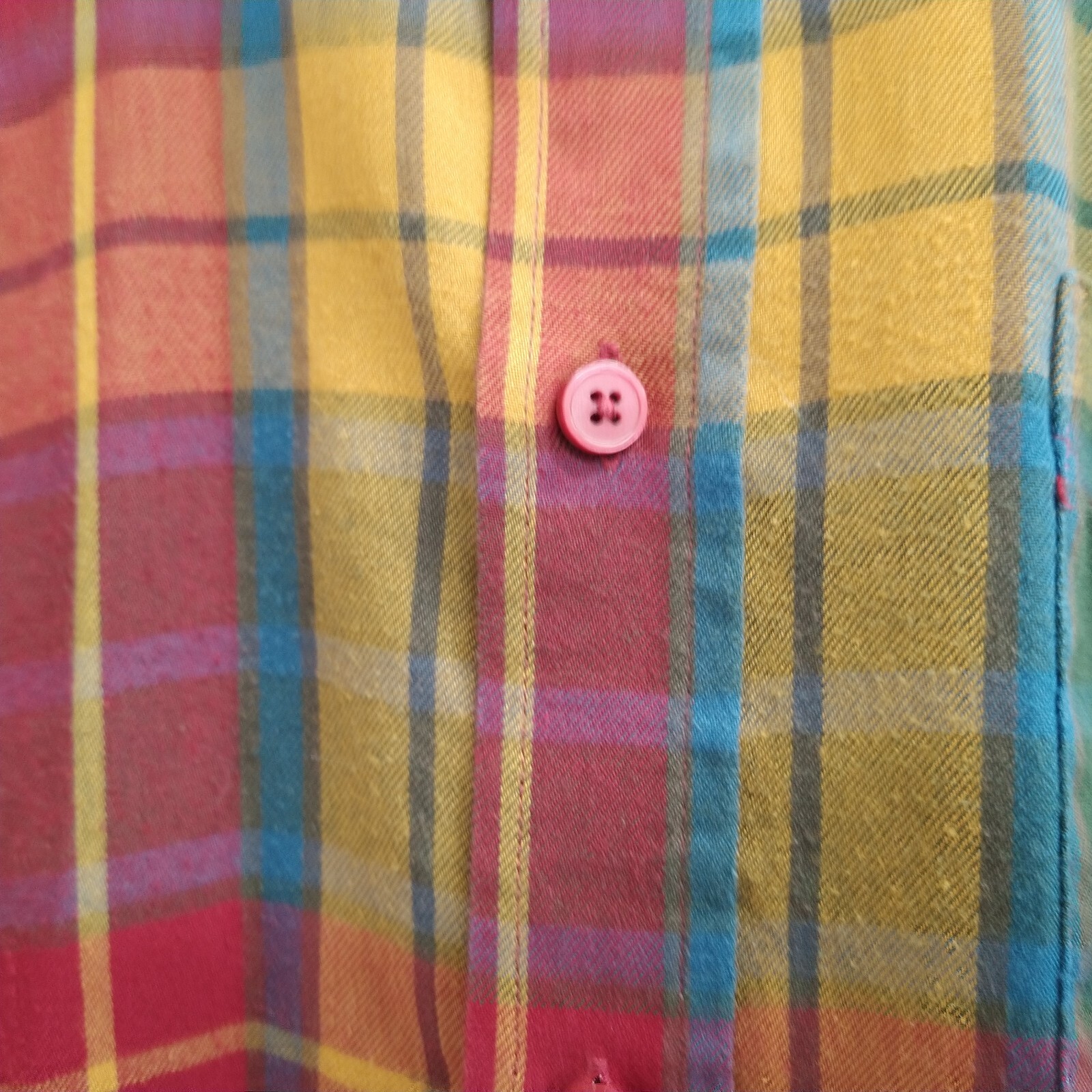 P.G. Field Mens Button Up Shirt Size Large Red Plaid Colorfull Long Sleeve