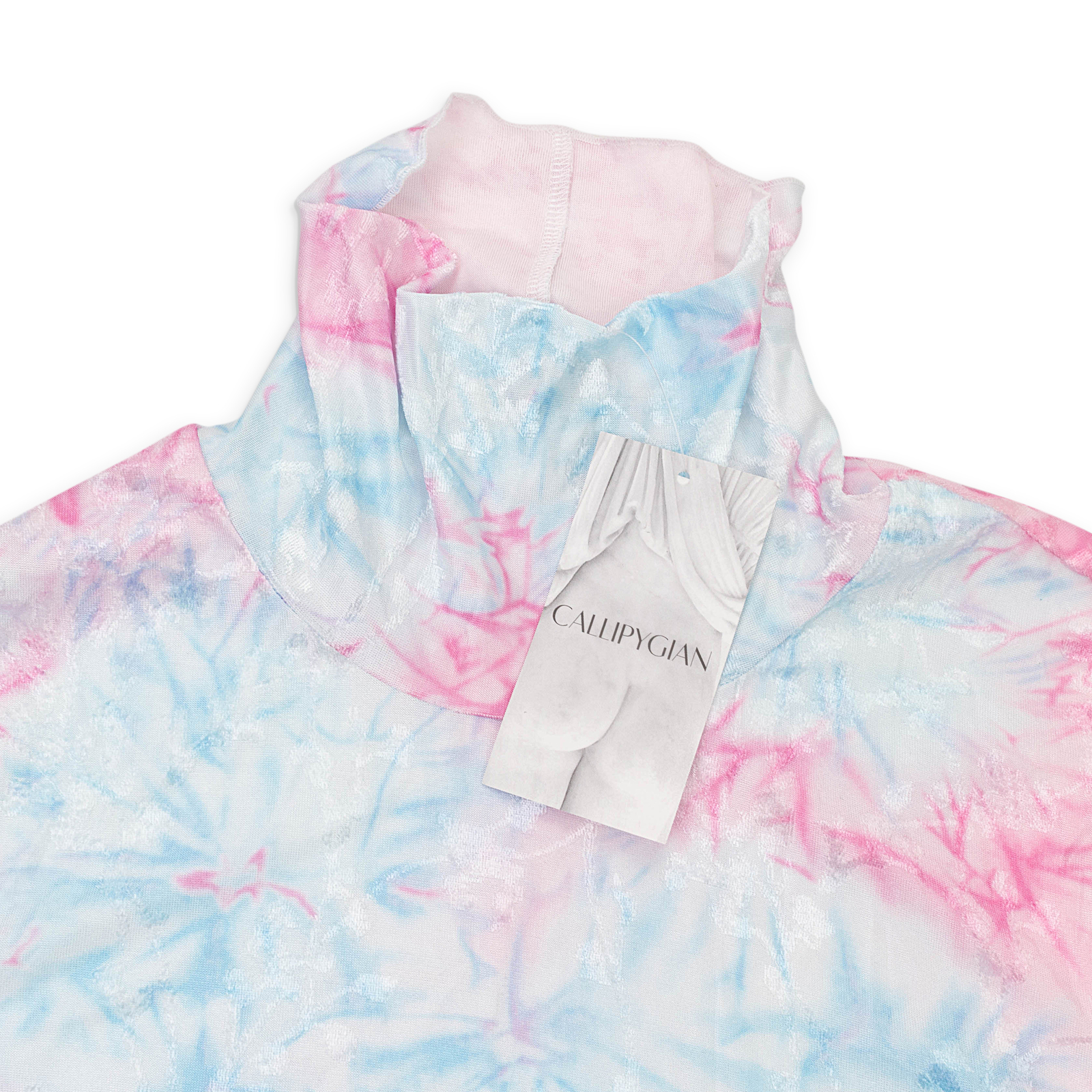NWT CALLIPYGIAN TEXTURED TIE DYE PINK BLUE TURTLENECK SIZE L $110