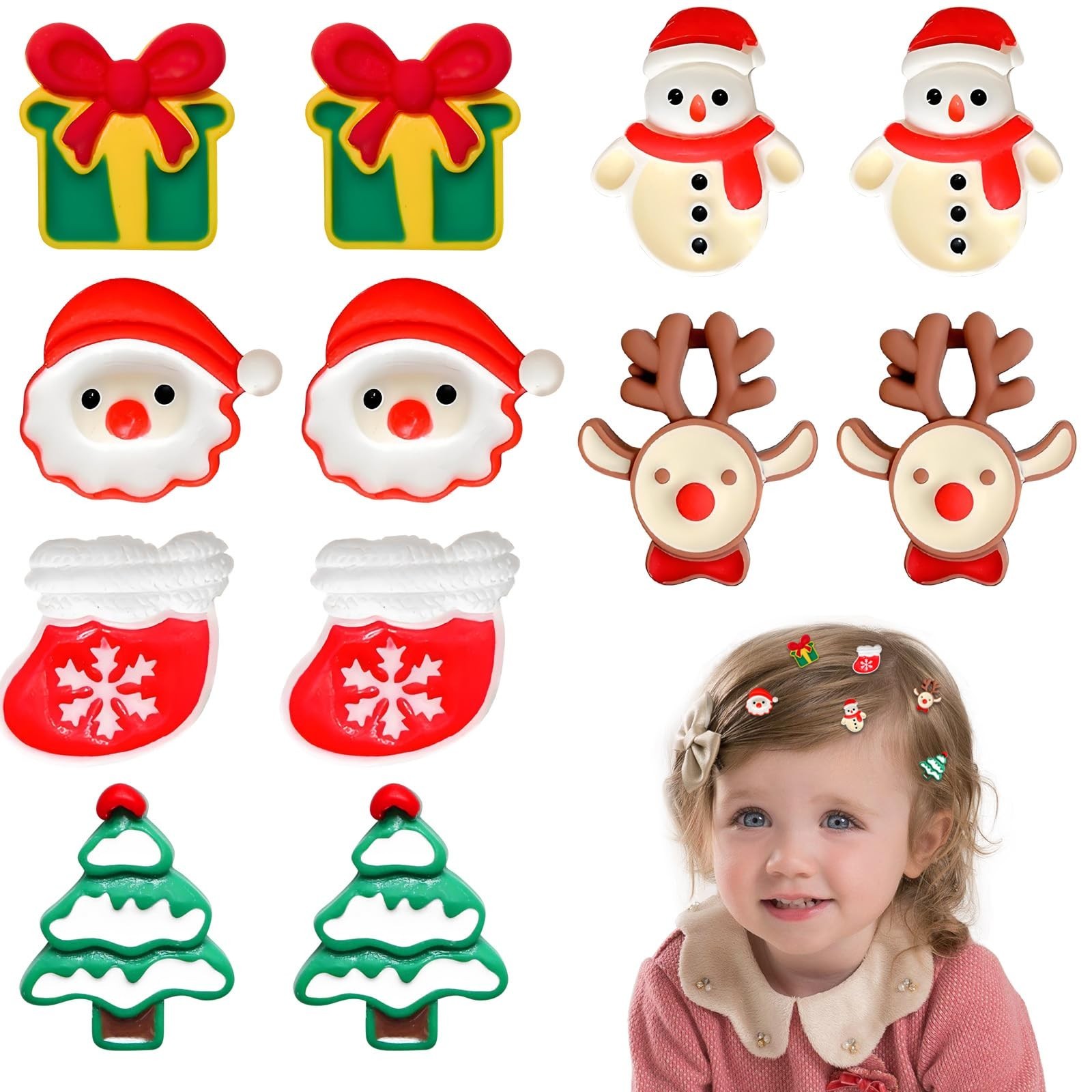12Pcs Lovely Christmas Hair Clips Christmas Hair Accessories Gifts, Mini Chri…