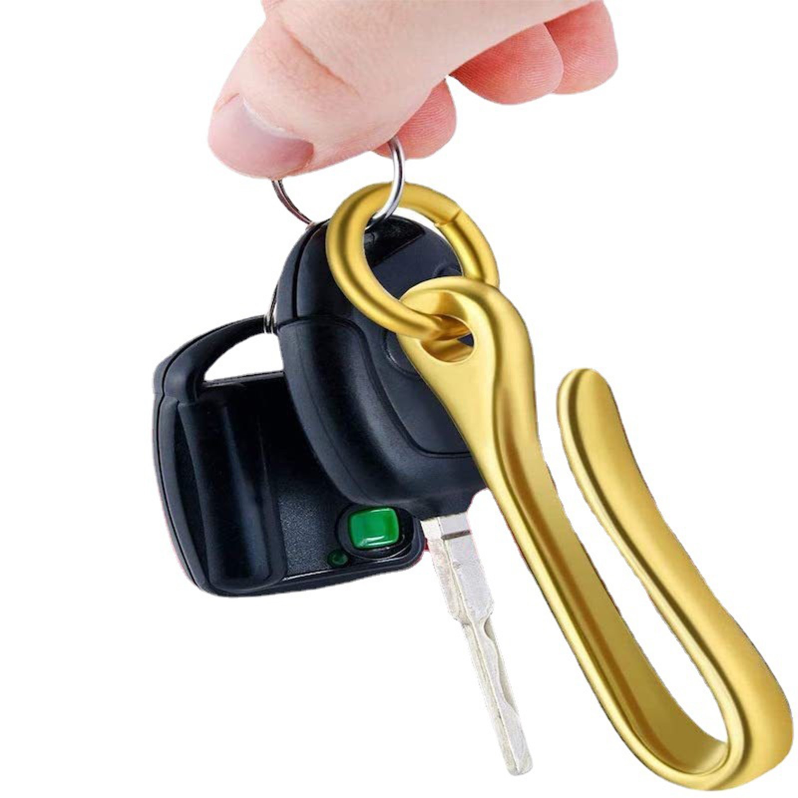 6cm Retro Solid Brass KeyChain Key Ring Belt U Hook Wallet Chain Fish Hook G