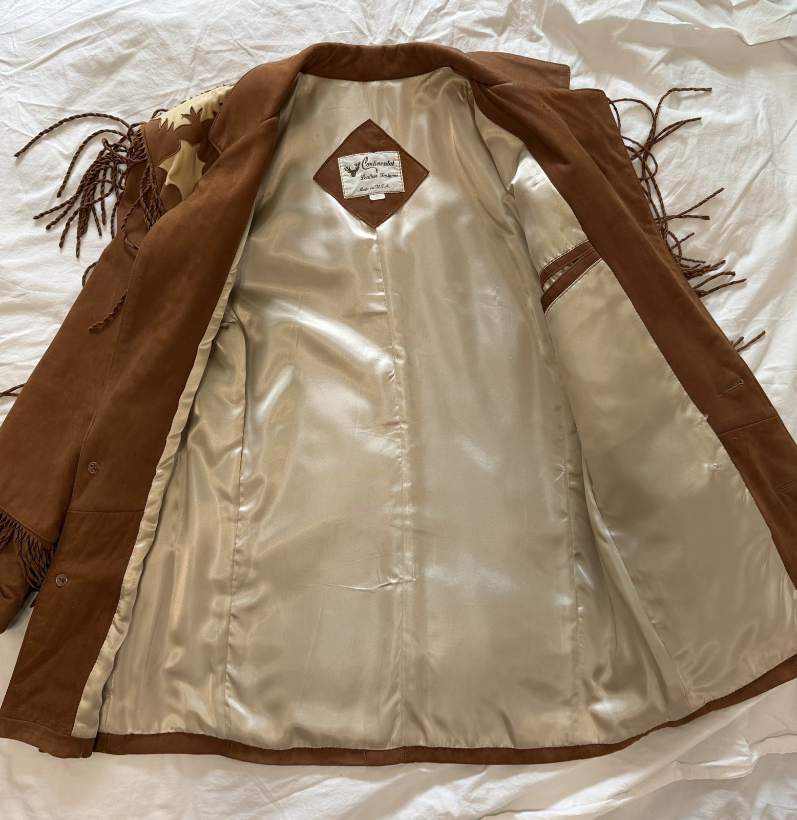 Vintage Continental Leather Fashions Western Fringe Jacket USA Buffalo Nickel