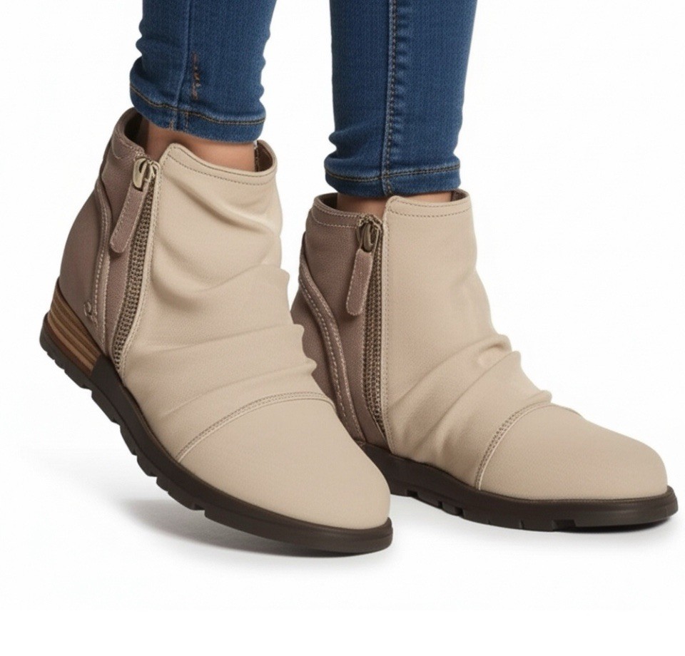 Sorel Major Low Size 6 Tan Canvas Suede Ankle Side Zip Ankle Boots Outdoors New