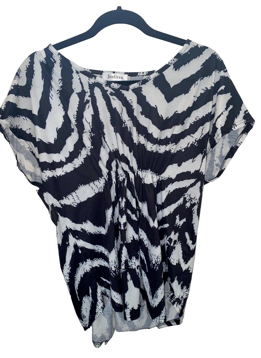 Justfitsu Zebra Print Top Women’s XL Stretch Blouse Casual Shirt