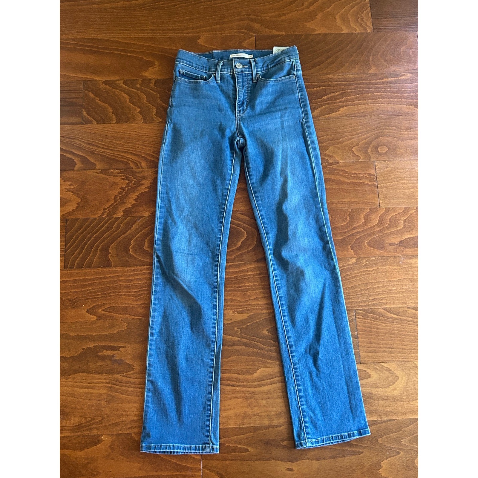 Levi’s 314 Shaping Straight Jeans Womens Blue Denim Mid Rise Stretch Sz 27