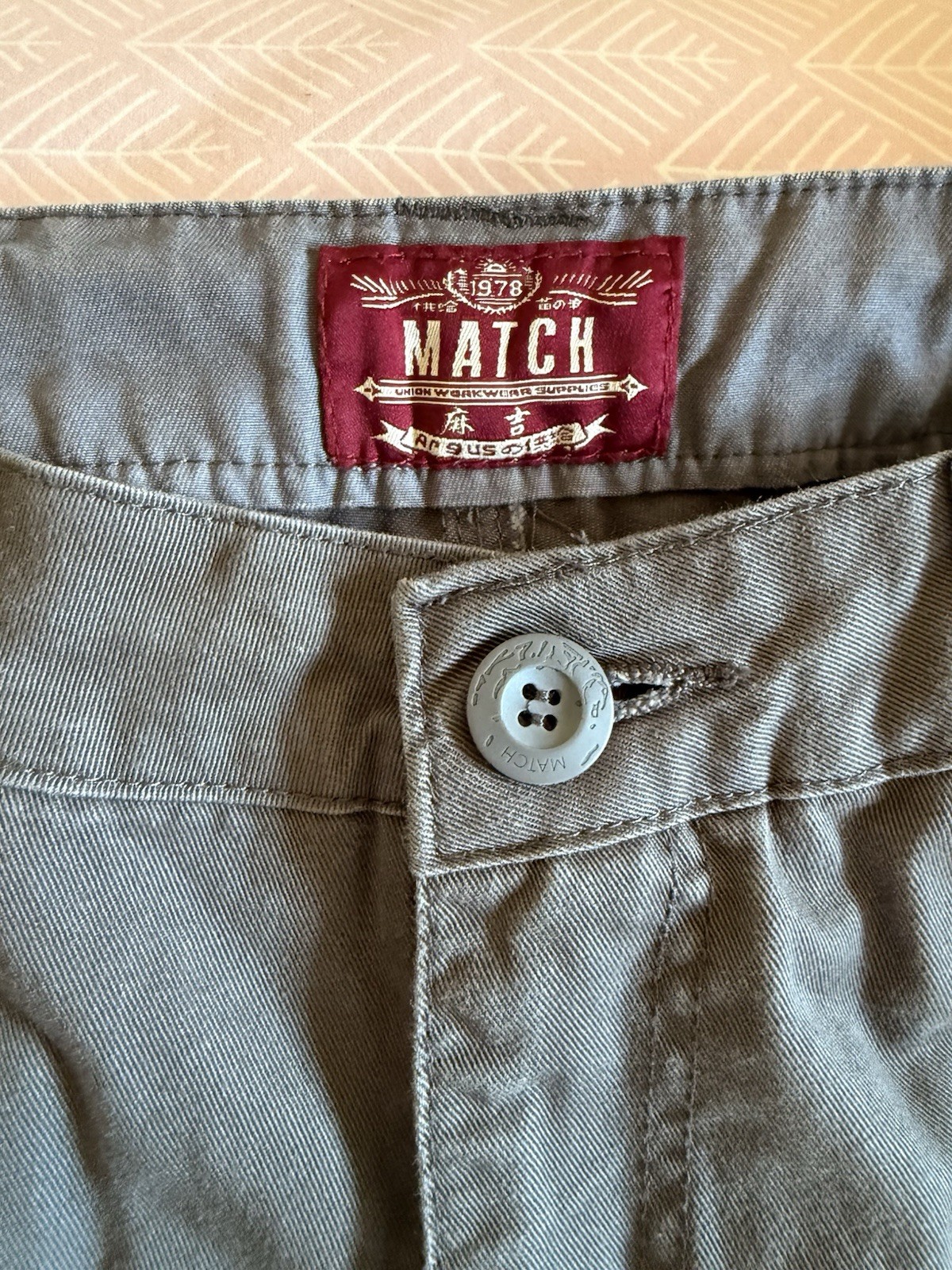 MATCH Men’s Gray Cotton Twill Cargo Pants 32 Regular Fit Straight Leg
