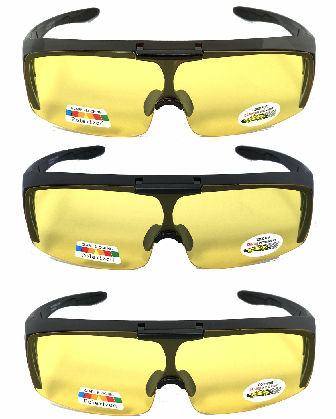 Flip Up Polarized Anit Glare Night Driving Lens Fit Over Glasses Sunglasses