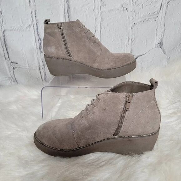 Reaction by KENNETH COLE Womens Grey Wedge Platform Ankle Boot Bootie Casual 8
