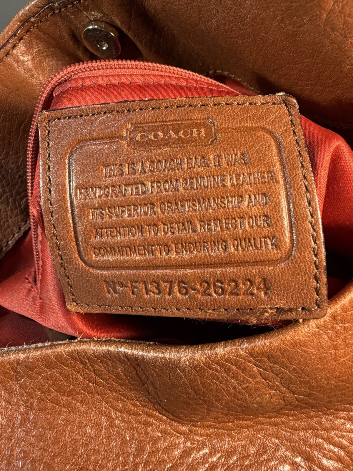 COACH Madison Small Phoebe Shoulder Bag Cognac Brown Pebbled Leather Hobo Fall