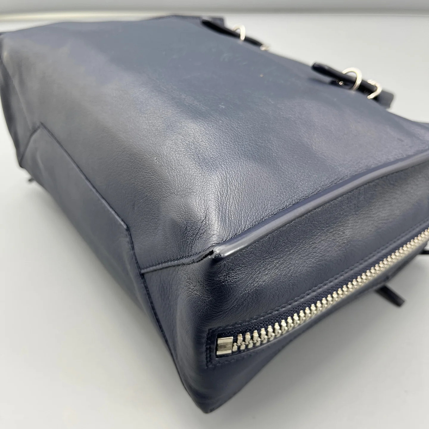 Balenciaga Studded Papier A6 Zip Around Tote Dark Blue Calfskin (ym051426d2r)