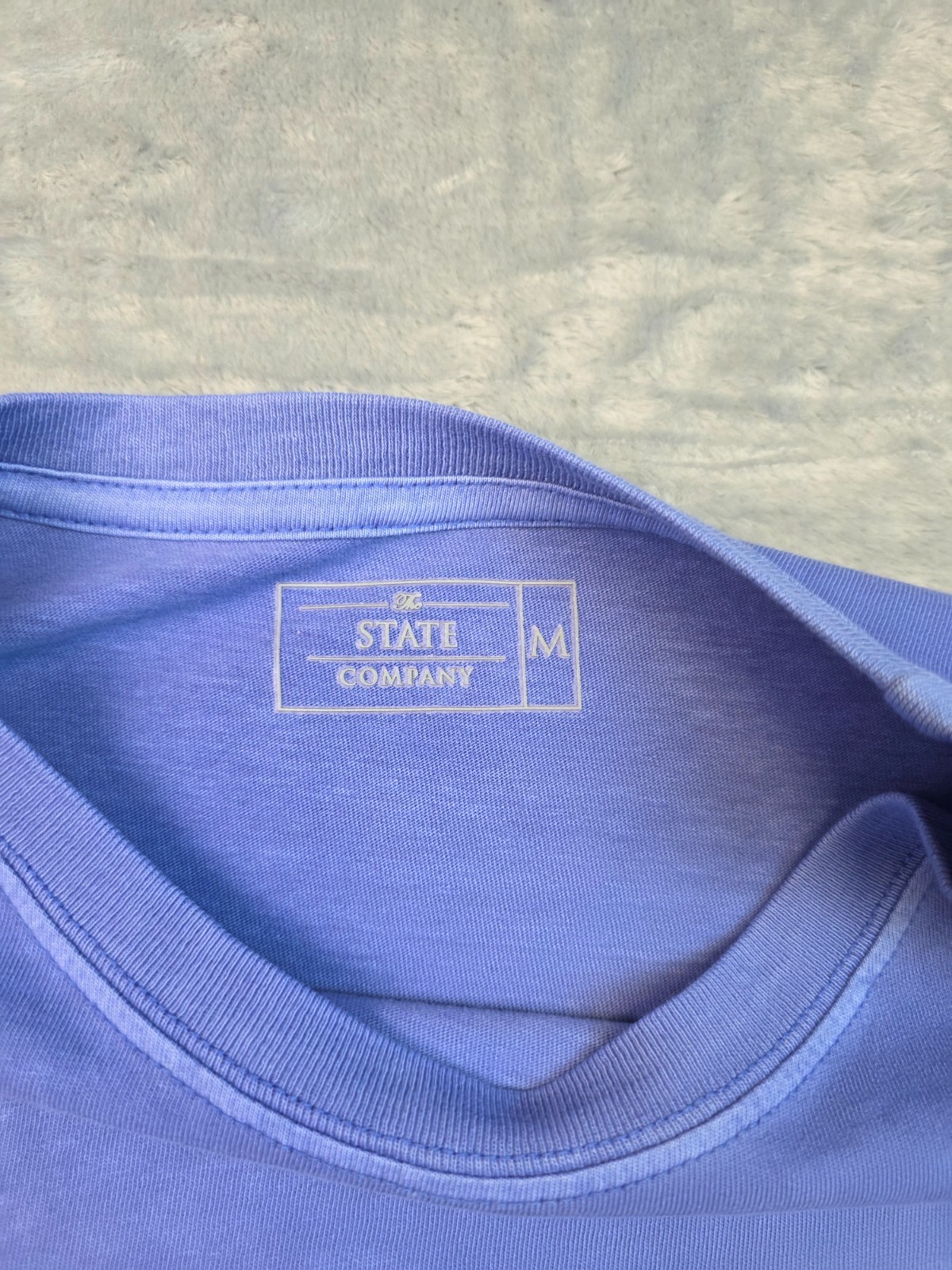 nwot STATE COMPANY Cotton LS Crewneck T-Shirt Men’s MEDIUM M Blue USA BALD EAGLE