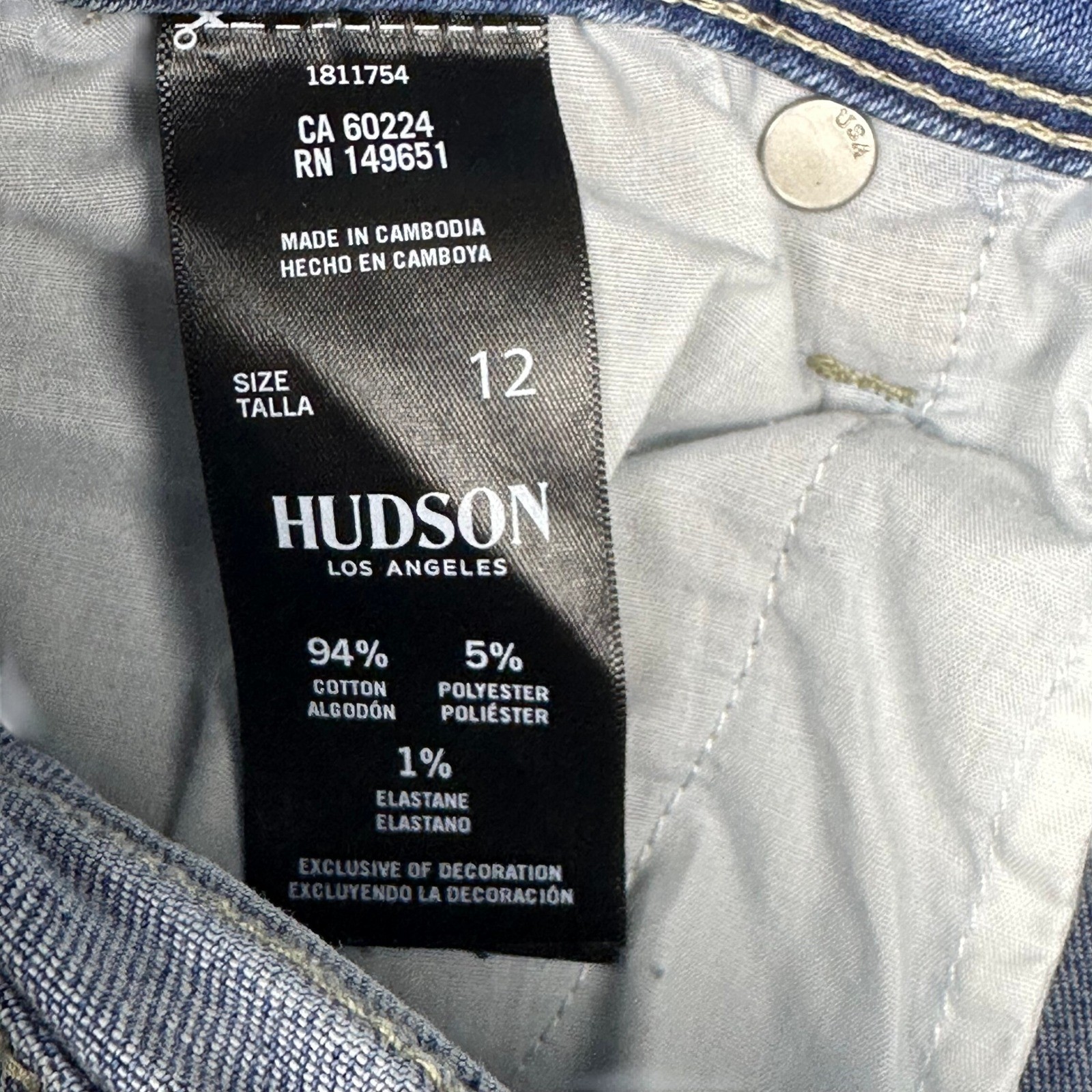 Hudson Los Angeles Beth Baby Bootcut Jeans Medium Wash Flap Pocket Size 12