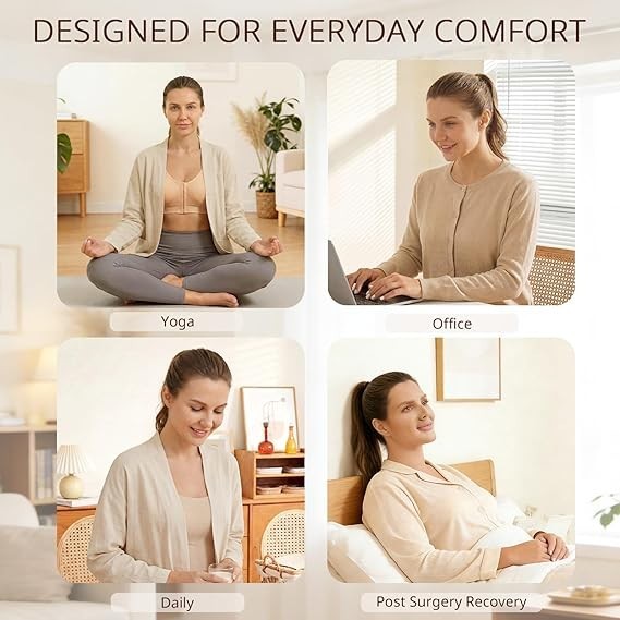 Front Closure Wireless Bra Breathable Mesh Post-Surgery Support
