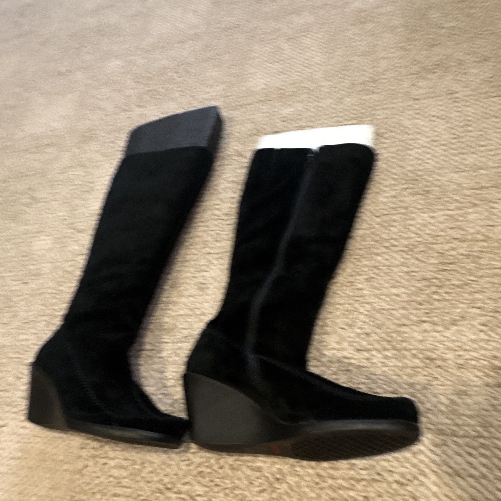 Aerosoles Gather Round Women’s Black Leather Knee-High Zip Wedge Round Toe 6.5M