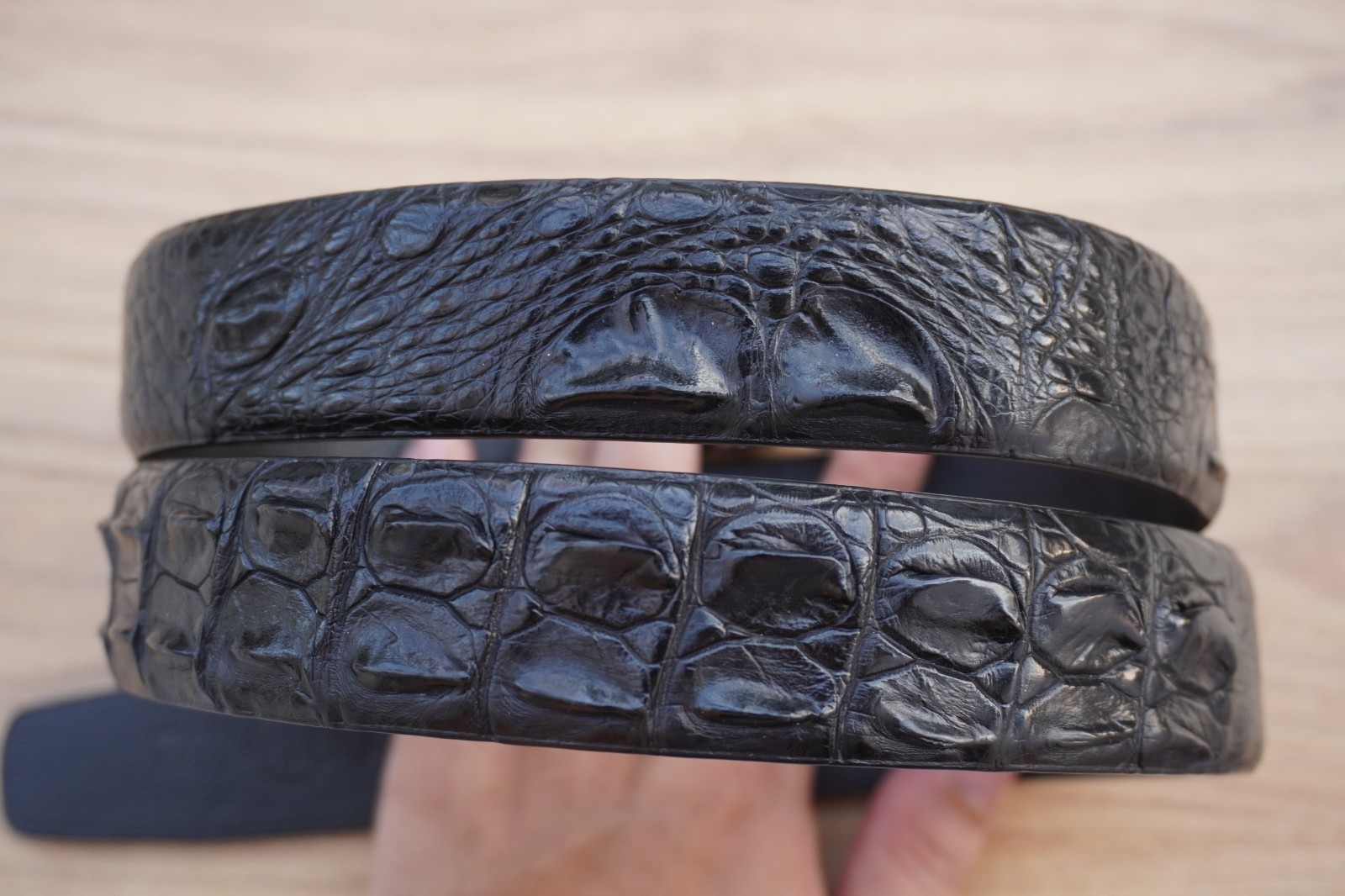 Black Real Genuine CROCODILE LEATHER Skin Men’s Belt W 1.3 inch #Y27