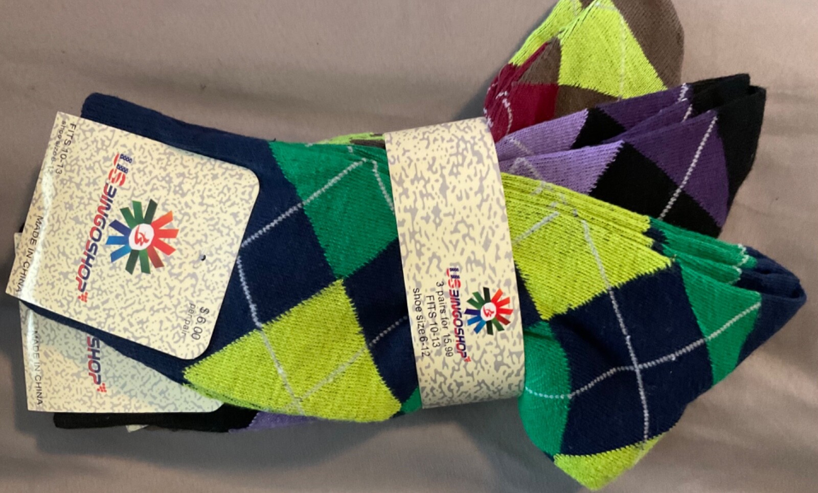 USBINGOSHOP Socks 3 Pair Pack Fits: 10-13 /Shoe Size 6-12