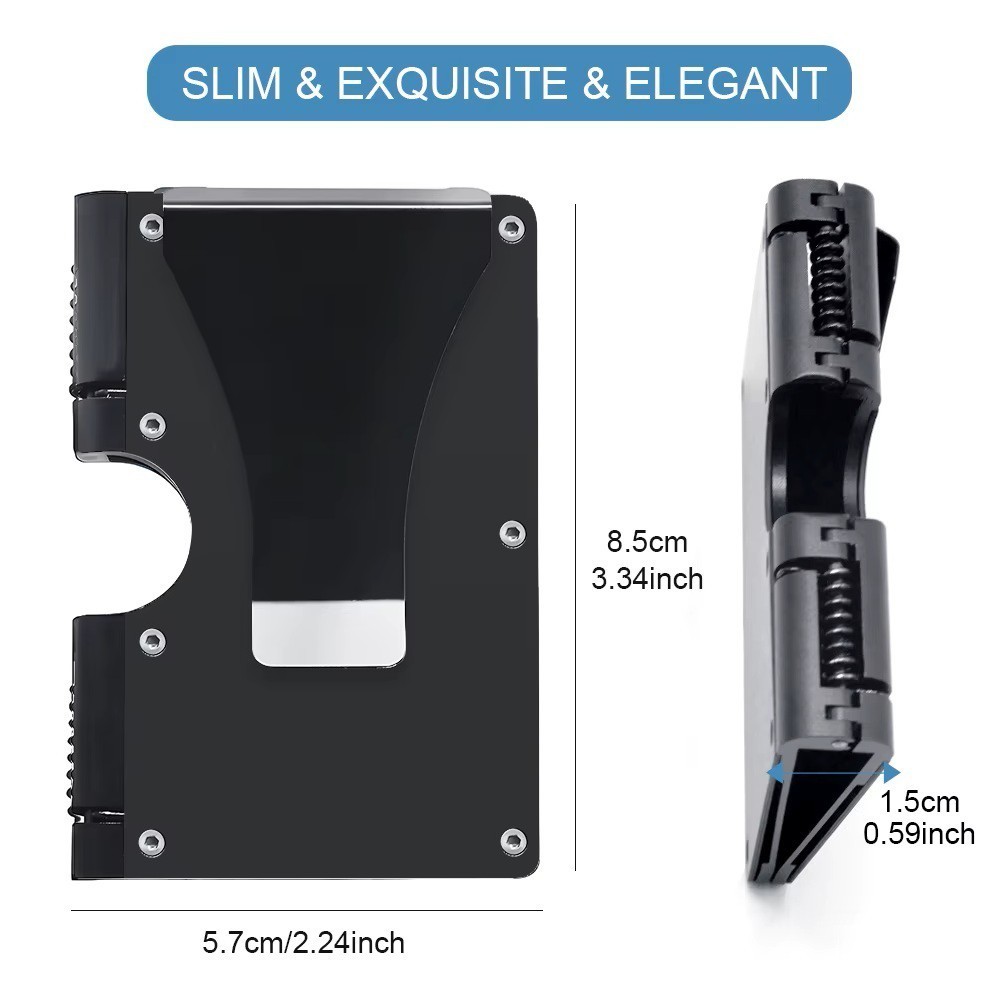 Men RFID Blocking Money Clip Minimalist Holder Carbon fiber Aluminum Wood USA